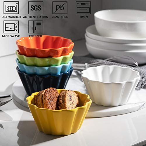 SWEEJAR Porcelain Ramekins for Creme Brulee, 4 Ounce Cupcake Baking
