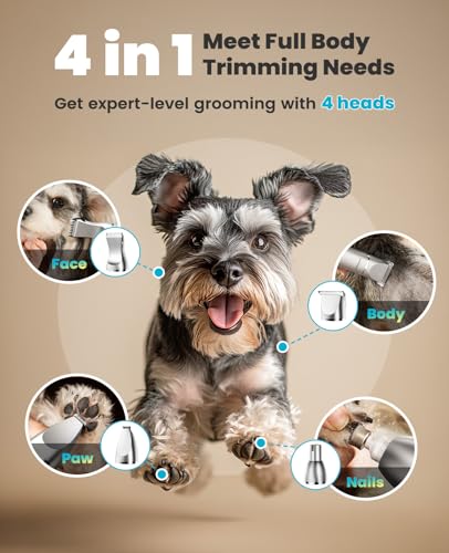oneisall 4 in 1 Professional Dog Clipper, Cordless Dog Paw Clipper, Paws, Body, Eyes, Ears, Face