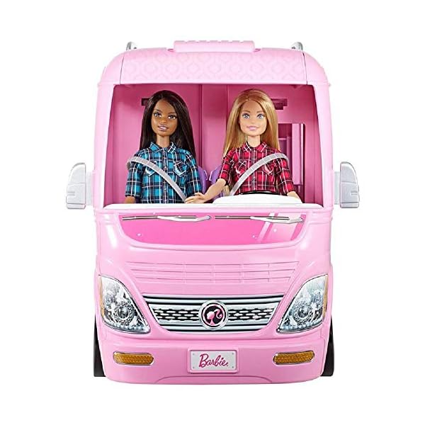 Barbie-FBR34-ESTATE-Dream-Camper-Pink-Pop-Out-Caravan-for-Dolls-Accessories-Included-Playset-Vehicle-Amazon-Exclusive Barbie Dream Camper Playset - Transforming Van with Fold-Out Campsite & Pool - 35+ Accessories - 5 Living Spaces - 2…