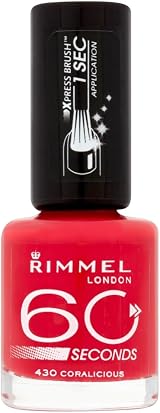 Rimmel 60 Seconds Nail Polish Coralicious One Coat Fast Dry Xpress Brush