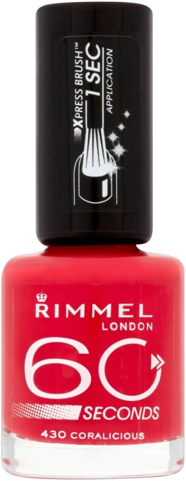 Rimmel 60 Seconds Nail Polish Coralicious One Coat Fast Dry Xpress Brush