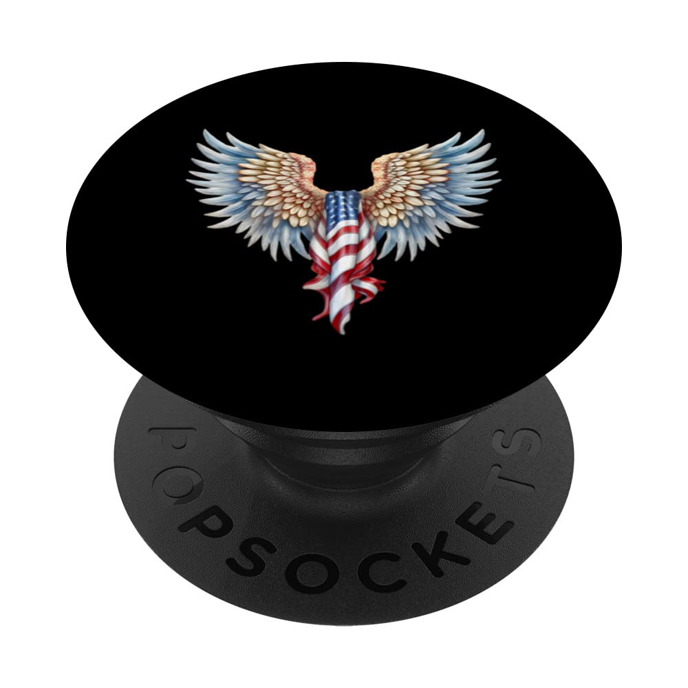 Veterans day, 4th of July patriotic wings angel usa flag PopSockets Swappable PopGrip