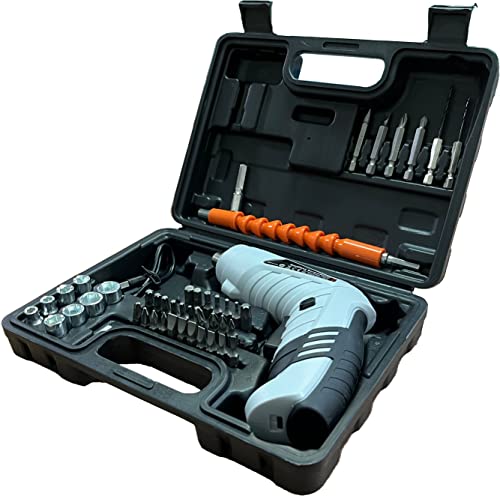 ANAMI Electric Screwdriver, Rechargeable Drill Driver, 47-Piece Set, 1,300 mAh Capacity, Forward and Reverse Switching, Cordless, Small, Compact, 2-Way LED Light and Case, Tribar Drill, DIY Carpenter