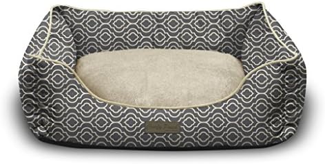 Pet Trendy Modern Chic Trellis Thick Bolstered-Microfiber Machine-Washable Pet Bed for Dog and Cat, 17-Inch x 22-Inch x 7-Inch, Slate Gray