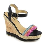 Apparel SODA Sandals Women's Reedy-S Wedge Sandal Black 7.5 Book