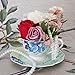 PULCHRITUDIE Eileen's Reserve Fine China Tea Cup and Saucer Set, Blue Peony, Set of 2