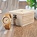BOBO BIRD Men's Bamboo Wooden Watch with Brown Cowhide Leather Strap Analog Quartz Casual Watches
