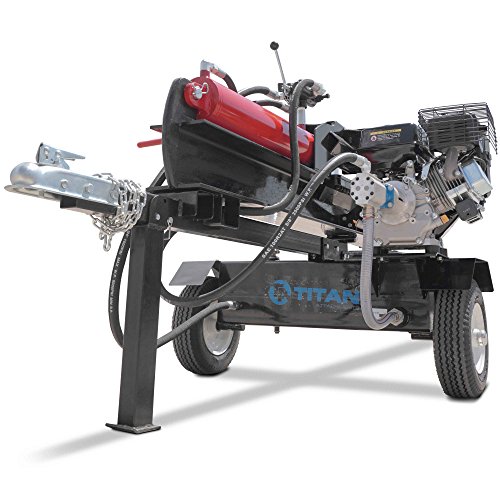 Titan Towable Gas Powered Hydraulic Pivoting Log Wood Splitter 37 Ton Pull Start