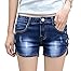 Govc Women Casual Summer Mid Waist Stretchy Denim Jean Shorts Junior Short Jeans(Blue,M)
