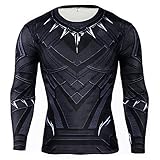 Rulercosplay Black Panther Shirt Long Sleeves Elastic Sport Shirt (M)
