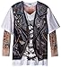 Faux Real Men's Big-Tall Biker Tattoo T-Shirt with Mesh Long Sleeves, Multi, 1X-Large/Big