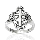 925 Sterling Silver Detailed Filigree Calatrava Cross Victorian Style Ring - Nickel Free