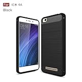 Redmi 4A Case,Ultra Light Carbon Fiber Armor ShockProof Brushed Silicone Grip Case For Xiaomi Redmi 4A ( Color : Black )
