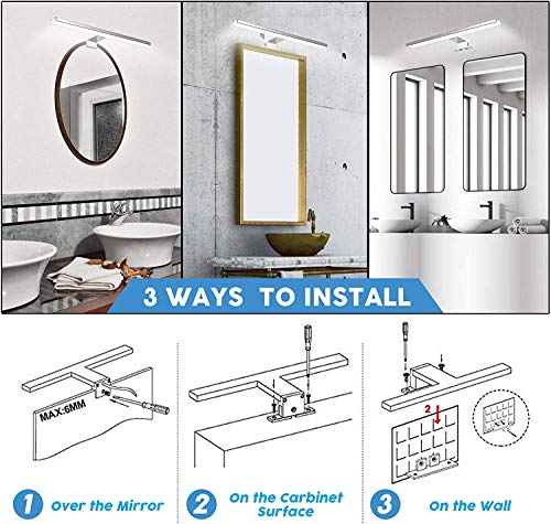 Aogled Lampada da Specchio 5W LED,400LM 30 cm 230V Lampada da Bagno Bianca Neutra 4000K,Impermeabile IP44,Classe II Illuminazione da Bagno,Lampada da Parete a LED 4000K 230V,Lunghezza 300 mm