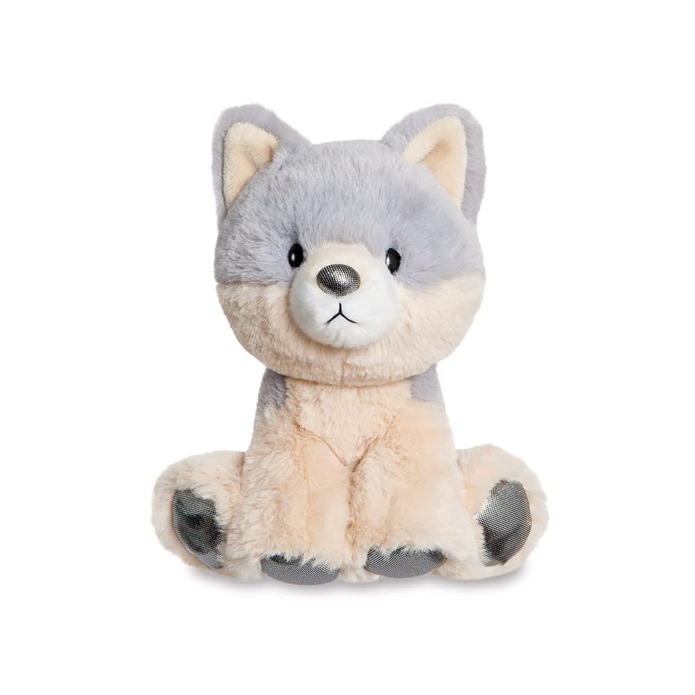 Aurora, 61411, Glitzy Tots Wolf, 6In, Soft Toy, Grey and Brown