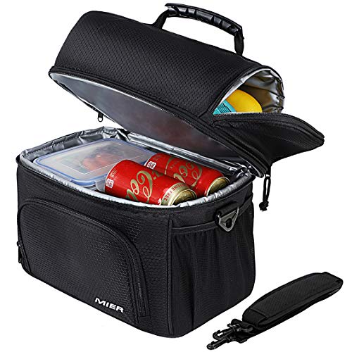 MIER Dual Compartment Cooler Bag Tote Adult Insulated Lunch Bag for Men