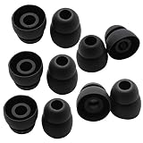 10pcs Double Flange Earbuds for Powerbeats 2 Wireless Headphones Replacement Silicone Eartips (Black)