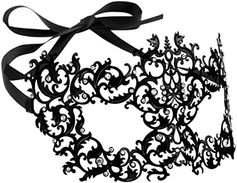 Luxurious Venetian Masquerade Filigree Mask - Malleable Laser-cut Metal With Rhinestones - Fantasy/Animal Series - Garden Pattern 2- For Masquerade Ball, Mardi Gras, Halloween Costume Party, New Year's Party, Carnivals and Festivals