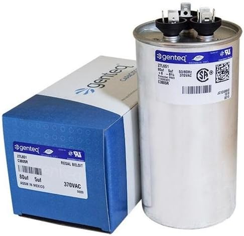 Packard PRCD805 - 80 + 5 uF MFD x 370 VAC Genteq Replacement Dual Capacitor Round # C3805R / 27L651