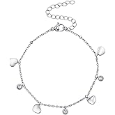 Elaximn Hypoallergenic Heart Charm Bracelet for Women - Adjustable Silver Chain with Sparkling Charms, Elegant Jewelry for Everyday & Valentine’s Day Gifts