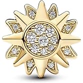 Nbsameng S925 Sterling Silver Charms Compatible for Pandora Bracelets and Necklaces, DIY Holiday Gifts for Women Sun & Moon & Star