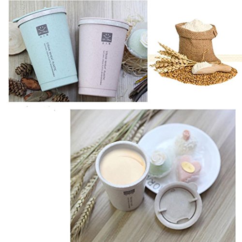 YJYdada 280ML Wheat Straw Portable Double-Wall Portable Office Coffee Tea Mug Cups Gifts (Green)