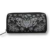 Ro Rox Deathmoth Wallet - Gothic Moth & Floral Black Zip Wallet for Women & Men