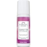 HERITAGE STORE Castor Oil Roll On, 3 fl oz | Targeted Hair &amp; Skin Care, Easy Roll-On Application, Ideal for Castor Oil Packs, Hexane Free, Vegan
