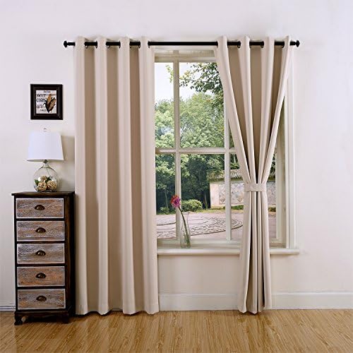 YOJA Grommet Sun Blocking Window Panels Curtains Drapes for Living Room Beige,52"Wx84"L(2 Panels/Set)