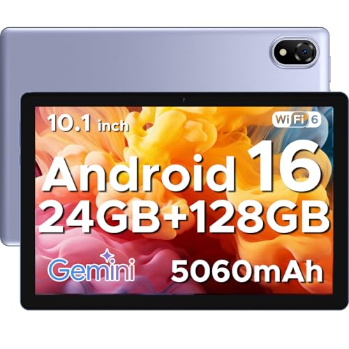 POPUX U10 2026 Neueste Android 16 Tablet 10 Inch, 16GB RAM+128GB ROM (2TB TF) Gemini AI Tablet PC 5060mAh / Widevine L1/ 8MP+5MP Dual Camera/WiFi 6/ Type C/3.5mm Headphone Jack, Purple