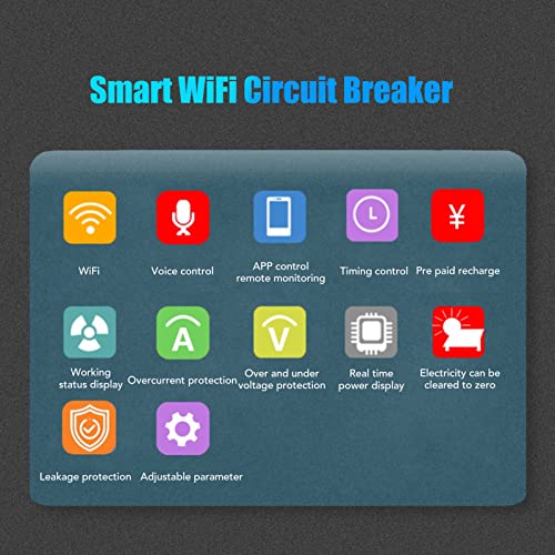 Inalámbrico 63A WiFi Smart Power, Interruptor de Disyuntor Inteligente WiFi Interruptor de Medidor de Potencia Inteligente WiFi Interruptor de Medidor con Medición y Disyuntor
