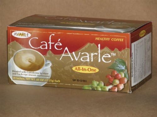 All-in-One Healthy Coffee with Ganoderma & Cordceps. Creamer, Sugar & Xylitol 1Box (20 Pks Ea)