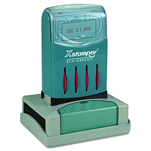 Xstamper ECO-GREEN 66210 VersaDater Message Dater, 2 1/8 x 1 5/16, PAID, Blue/R…