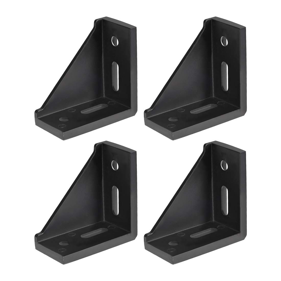 sourcing map Inside Corner Bracket Gusset, 80mm x 80mm for 4040 Series Aluminum Extrusion Profile, 4 Pcs (Black)
