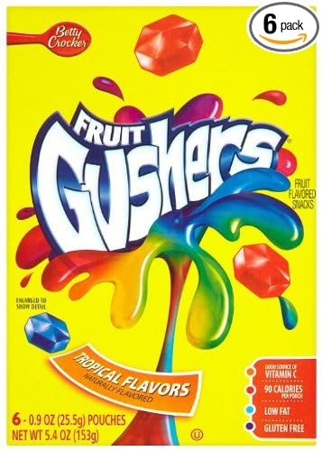 Betty crocker Fruit gushers Tropical Fruit flavored snacks - 6 ct (016000240704)
