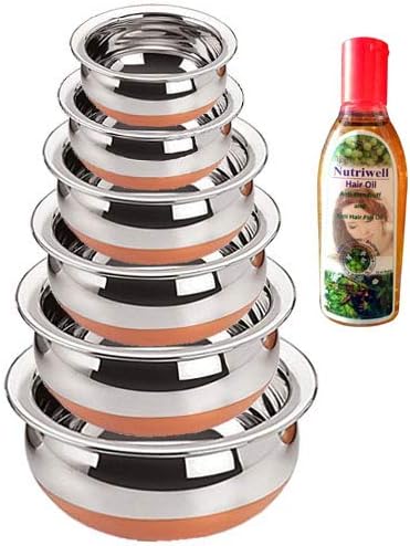 Jalpan Kitchenware Stainless Steel Cookware Set, 10 L, 6 Piece (Silver)