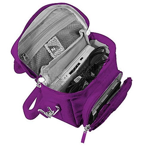 Orzly Travel Bag for Nintendo DS Consoles (New 2DS XL / 3DS / 3DS XL / New 3DS / New 3DS XL / Original DS / DS Lite / DSi / etc.) - Includes Belt Loop, Carry Handle, Shoulder Strap - PURPLE