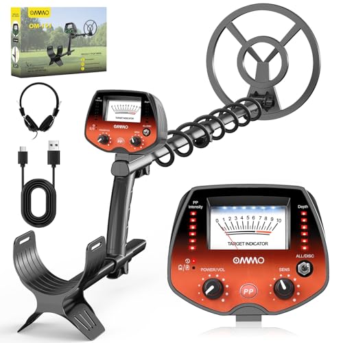 OMMO Professional Metal Detector for Adults and Children, Pinpointer USB Rechargeable Metal Detector, 3 Modes, High Precision, IP68 Waterproof Coil, Metal Detector with Headphones, Orange