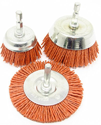 3pk Filament Abrasive Cup Brush Set for Drill - 1/4" Shank