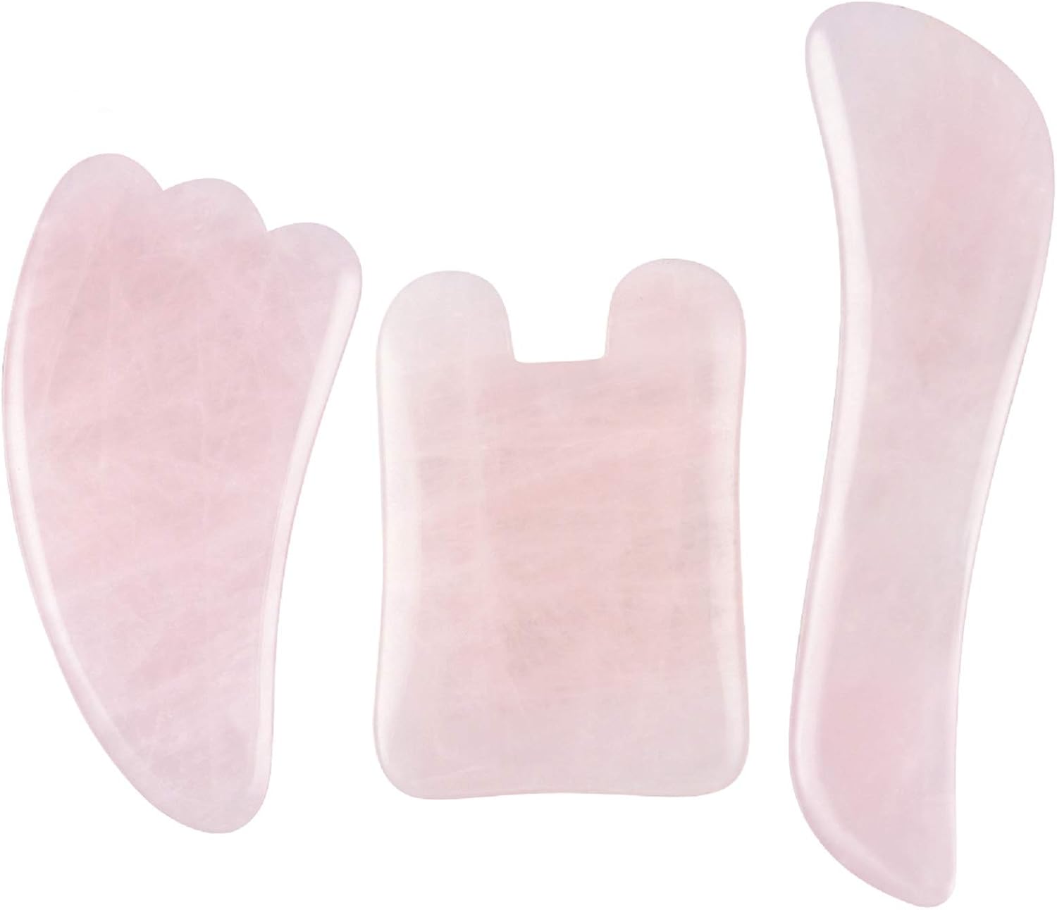 MelodySusie Gua Sha Tool- Scraping Massage Tool for Facial and Body,100% Natural Rose Quartz Stone Gua Sha Board for Anti-Aging,Facial Slimming,Acupuncture Treatment,Pack of 3: Health & Personal Care