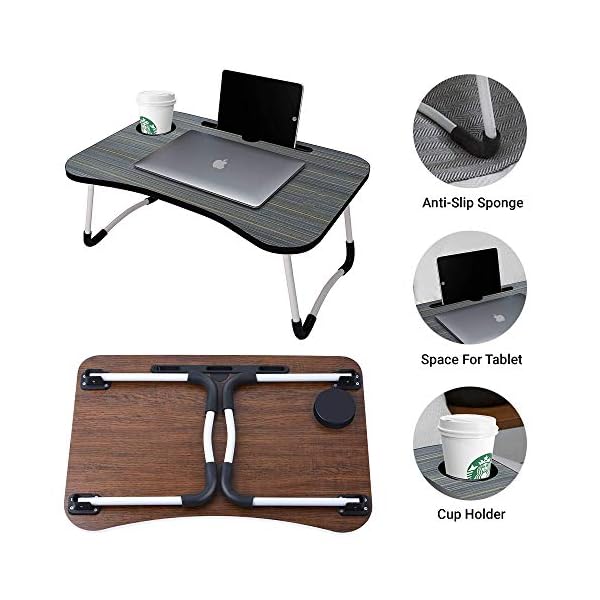 GROSSe-Laptop-Bed-Table-Lap-Standing-Desk-for-Bed-and-Sofa-Breakfast-Bed-Tray-Laptop-Lap-Desk-Folding-Coffee-Tray-Notebook-Stand-Reading-Holder-for-Couch-Floor-Kids60-x-40-cm-Black GROSSē Laptop Bed Table Lap Standing Desk for Bed and Sofa Breakfast Bed Tray Laptop Lap Desk Folding Coffee Tray…