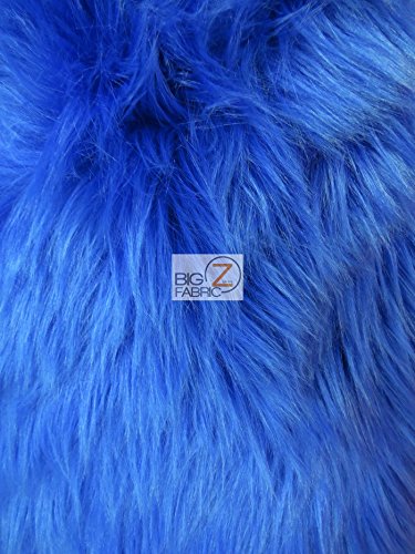 FAUX FAKE FUR SOLID SHAGGY LONG PILE FABRIC - Royal Blue - 60" WIDTH SOLD BY THE YARD