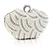 Damara Womens Luxury Special Crystals Beaded Pearl Clutch Bag,White