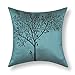 CaliTime Cushion Cover Throw Pillow Case Shell for Sofa Couch Home Decoration Natural Tree Embroidered 18 X 18 Inches Teal Brown