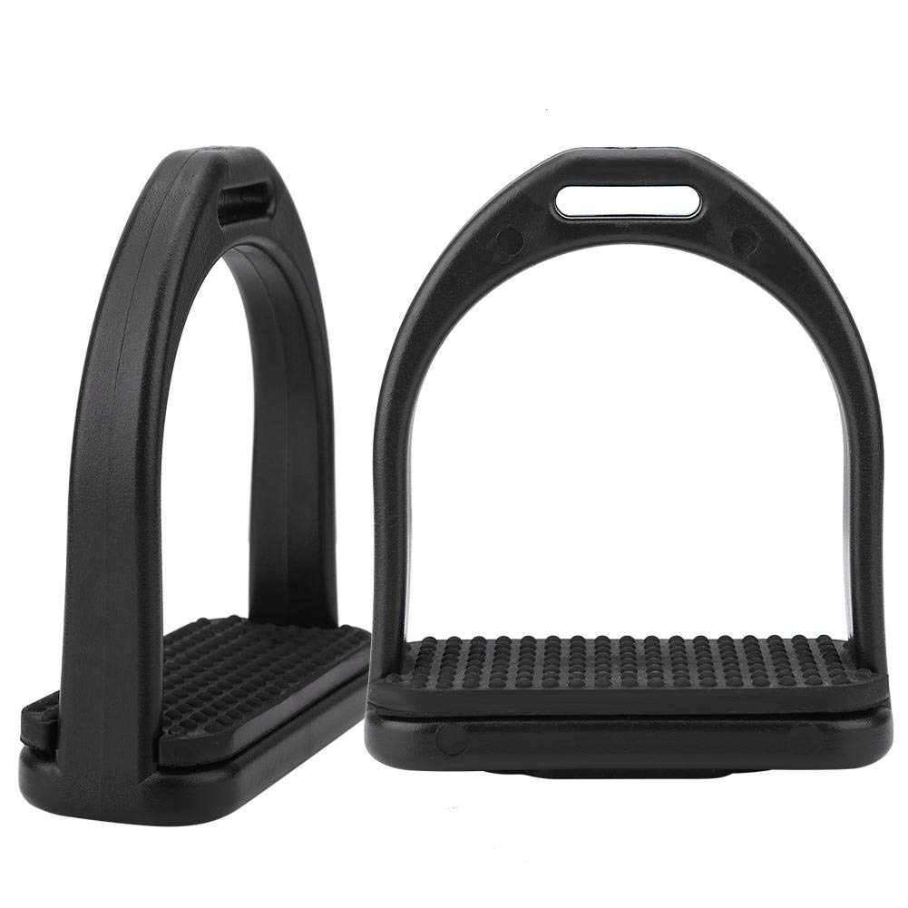 Horse Stirrup, 1 Pair Black High Strength Durable Quality Plastic Riding Stirrups, Safety Stirrups Equestrian Stirrups Treads with Non-slip Rubber Pad for Children to Ride Horse (Small)