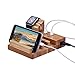 Wood Charging Station, M.Way Bamboo Wood USB Charging Organizer Dock Apple Watch Charger Bracket Stand, for iPhone 7/7Plus/6s/6/Plus/5s,iPad,Samsung,Most Smartphones,3 USB Ports 5V 3A