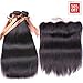 ALLRUN Hair Brazilian Straight Hair 3 Bundles With Free Part Frontal Closure 13x4 Ear To Ear Lace Frontal Closure With Bundles 7A Unprocessed Virgin Human Hair（12 12 12 frontal 10）