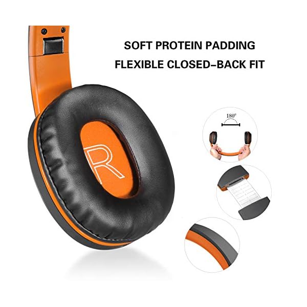 Wireless-Headphones-Over-Ear-WorWoder-50-Hrs-Playtime-Bluetooth-Headphones-Foldable-Hi-Fi-Stereo-Soft-Earmuffs-Light-Weight-Built-in-HD-Mic--Wired-Mode-for-Cellphone-PC-TV-Black-Orange WorWoder Wireless Headphones Over Ear, 80 Hours Playtime Bluetooth Headphones, Hi-Fi Stereo Sound with Microphone…