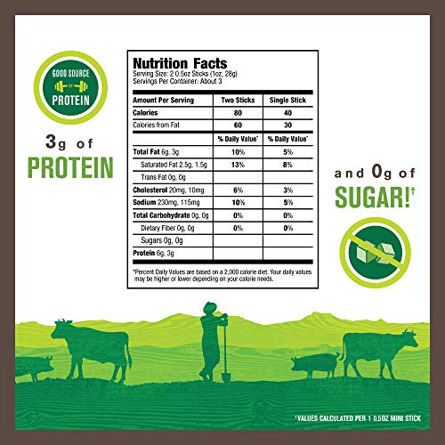 Vermont Smoke & Cure Jerky Sticks, Beef & Pork, Antibiotic Free, Gluten Free, Original, Great Keto Snack, High in Protein, Low Sugar, 0.5oz Stick, 6 Count