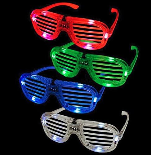 LED Multi Color 'Slotted Shutter' Light Up Neon Birthday Party Favor Retro Glasses (Pack of 12)